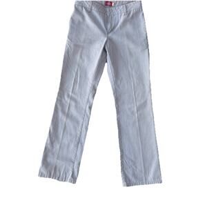 Dickies Juniors Women’s Chino Khaki Trouser Pants Size 3 STAIN Low Rise Pleated